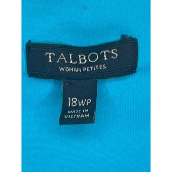 Talbots Aqua Turquoise Blue Dress Plus Size 18 18P Petite Sleeveless V Neck - Picture 6 of 7